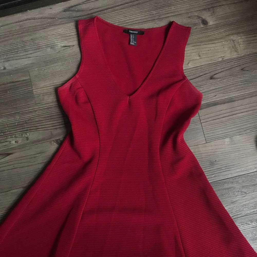 Forever 21 red v neck skater dress